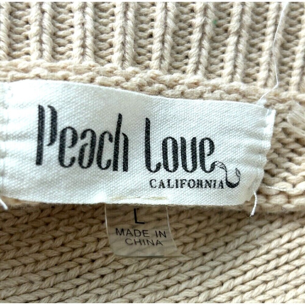 Peach Love California Women Sz L Ivory Cream Sweater Fringe Comfort Boho Chic H2 - Picture 11 of 12